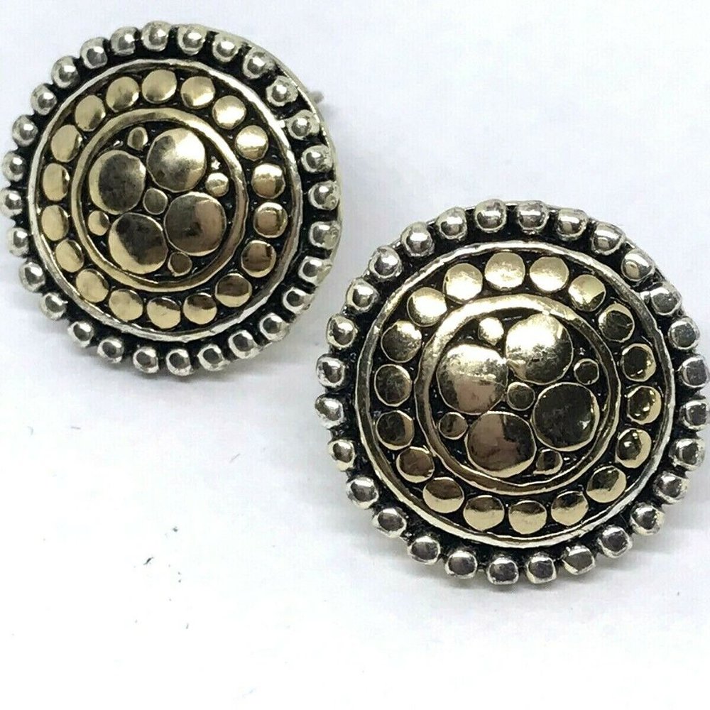 Grecian Button Disc Clip On Earrings